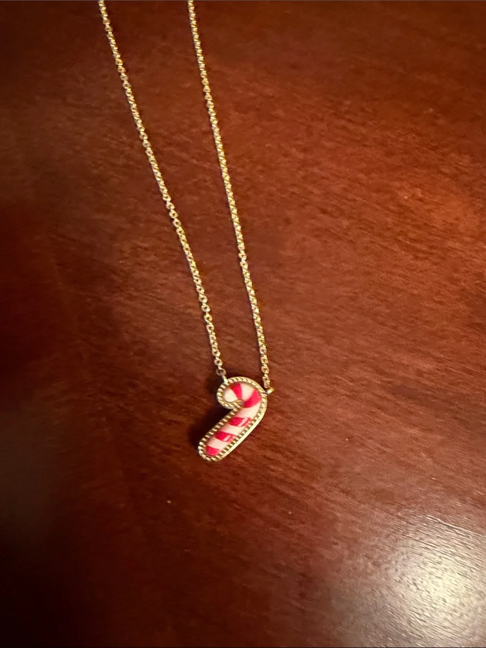 Kendra Scott Gold Tone Candy Cane Pendant Necklace - Pink/White Accent